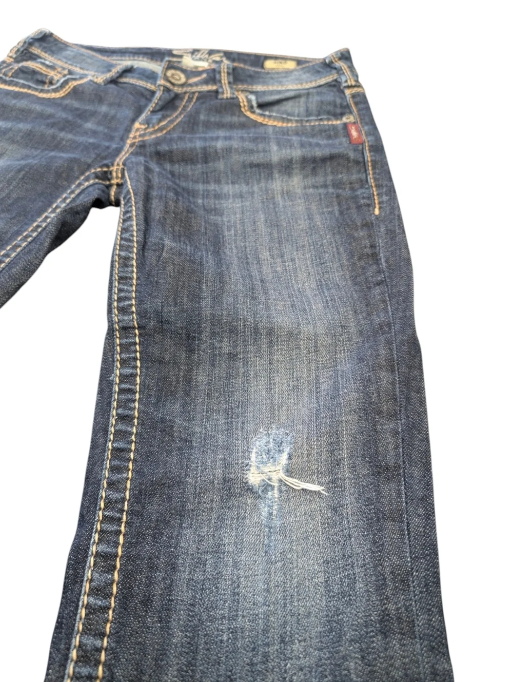 Vintage Y2K Silver Jeans Aiko Capri Distressed Cotton Jeans. W27